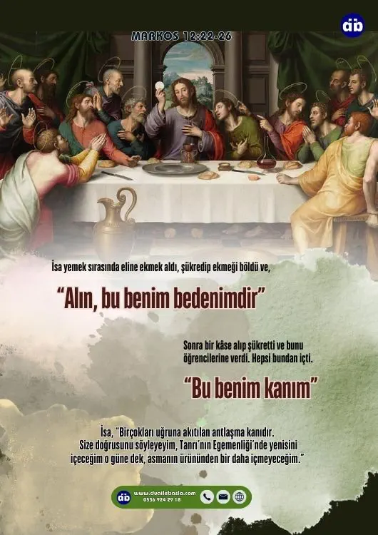 (Markos 14:22) İsa yemek sırasında eline ekmek aldı, şükredip ekmeği böldü ve, “Alın, bu benim bedenimdir” diyerek öğrencilerine verdi.