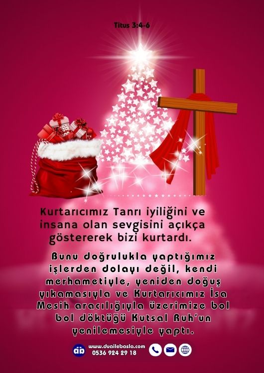 (Titus 3: 4-6) Ama Kurtarıcımız Tanrı iyiliğini ve insana olan sevgisini açıkça göstererek bizi kurtardı. Bunu doğrulukla yaptığımız işlerden dolayı değil, kendi merhametiyle, yeniden.
