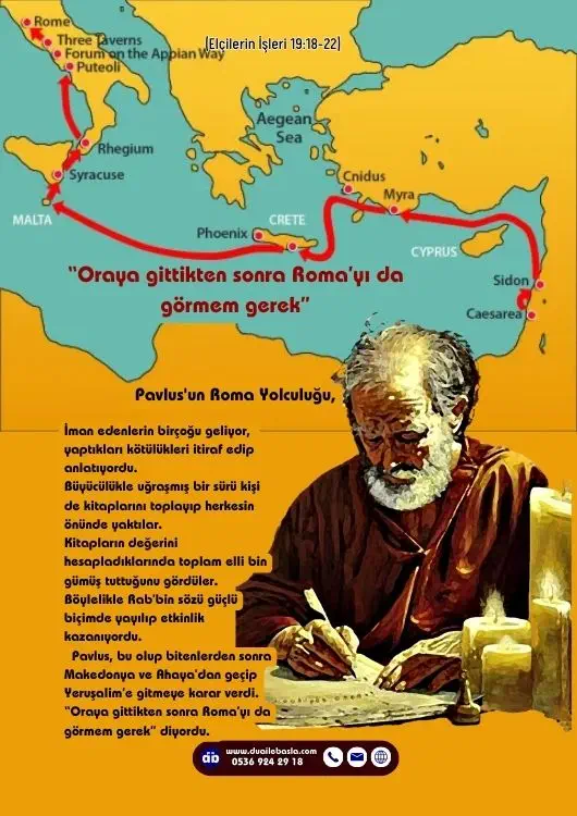 (Elçilerin İşleri 19: 18-22) Oraya gittikten sonra Roma’yı da görmem gerek” diyordu.