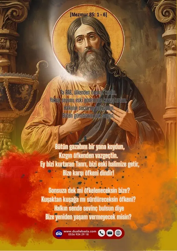 (Mezmur 85: 1-6) Sonsuza dek mi öfkeleneceksin bize? Kuşaktan kuşağa mı sürdüreceksin öfkeni? Halkın sende sevinç bulsun diye Bize yeniden yaşam vermeyecek misin?